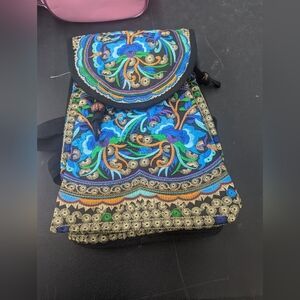 Handmade Backpack for Women,Boho Shoulder Bag Vintage Ethnic Flower Cross-body